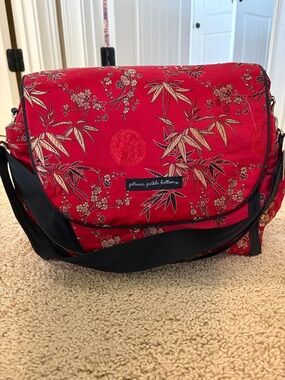 Petunia Pickle Bottom Red Floral Messenger Diaper Bag